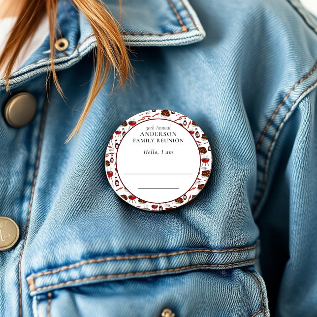 Family Reunion Introduction Barbecue Pattern Button (Creator Uploaded)