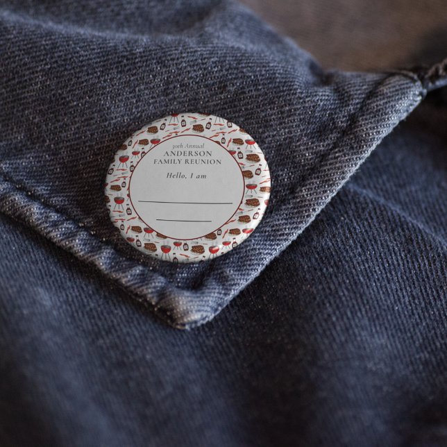 Family Reunion Introduction Barbecue Pattern Button (Creator Uploaded)