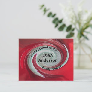 Family Reunion Invitation Announcement Bright Red Postcard