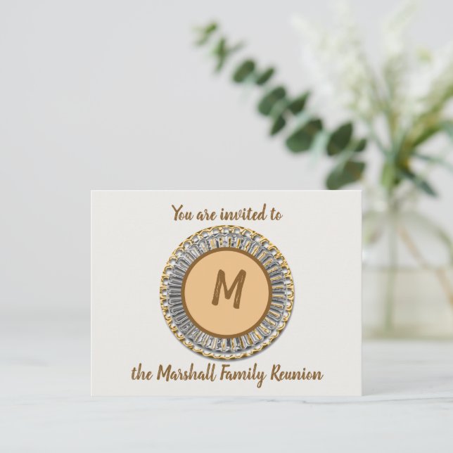 Family Reunion Invitation Announcement Gold Silver Postcard (Standing Front)