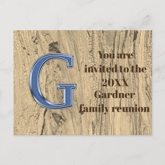Family Reunion Invitation Announcement Letter G Postcard (Front)