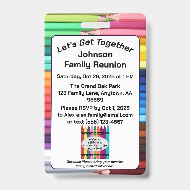 Family Reunion Invitation Badge (Front)