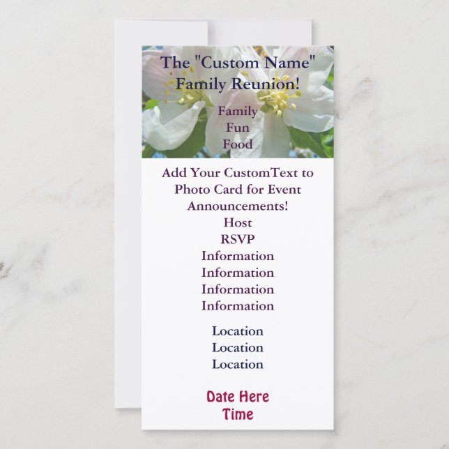 Family Reunion Invitation Cards Event Blossoms (Front)
