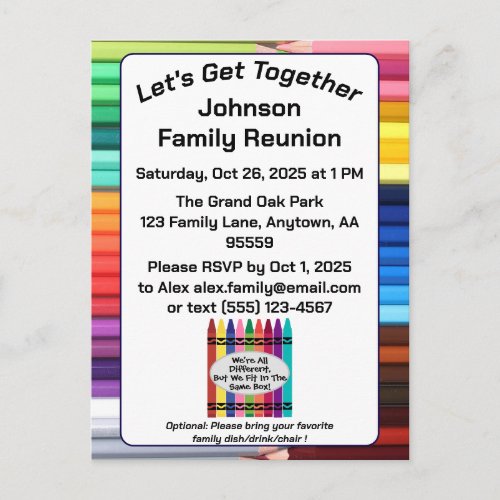 Family Reunion Invitation Postcard 