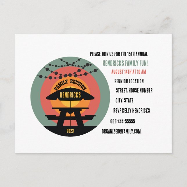 Family Reunion invitation Postcard (Front)