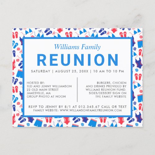 Family Reunion Invitation Red White Blue