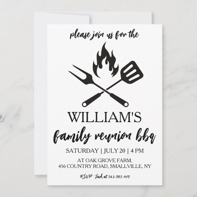family reunion invitations Bbq cookout (Front)