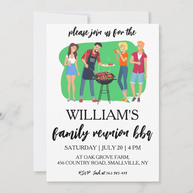 family reunion invitations Bbq cookout (Front)