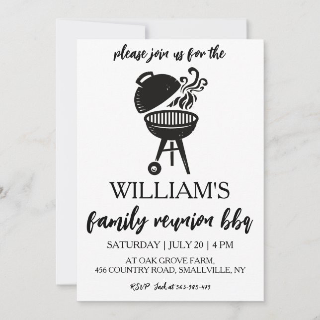 family reunion invitations Bbq cookout (Front)