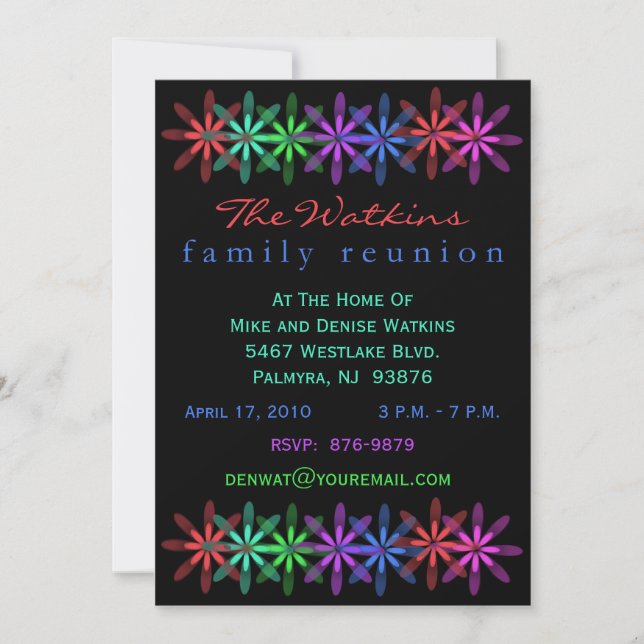 Family Reunion Invitations in Multi Colors (Front)