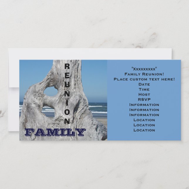 Family Reunion Invitations Ocean beach Blue Waves (Front)