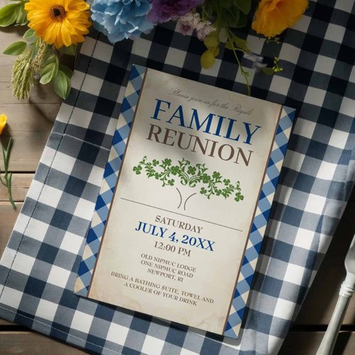 Family Reunion Invitations Vintage Tablecloth Invitation
