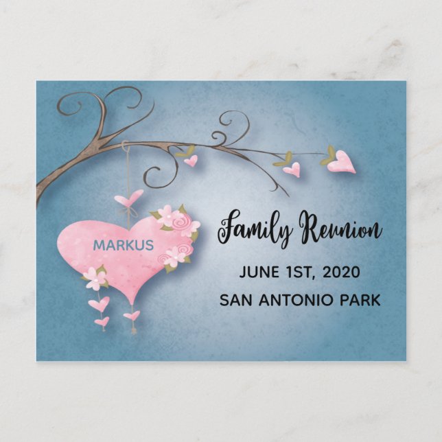 Family Reunion Invite Save The Date Heart Tree (Front)
