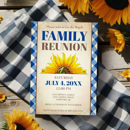 Family Reunion Invite Sunflower Family Picnic Invitation