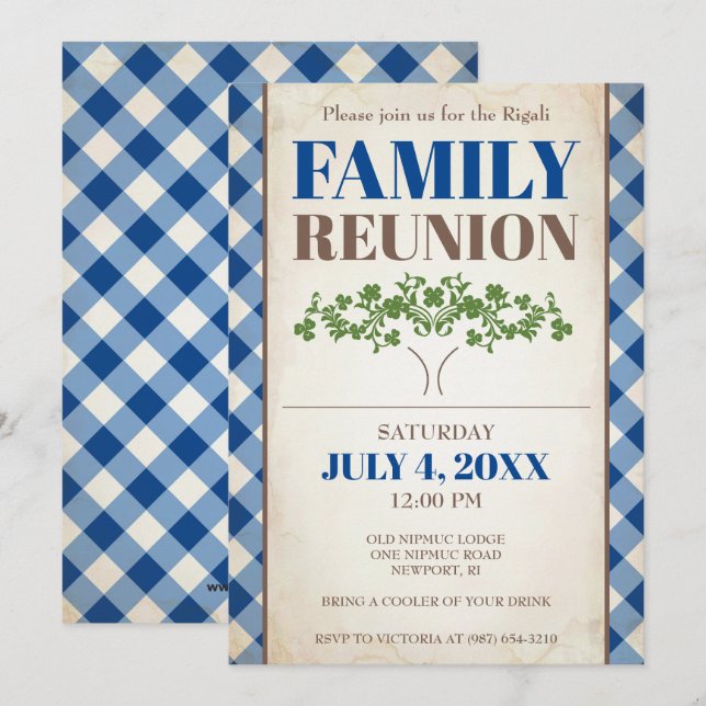 Family Reunion Invite, Tree, Family Picnic Invitation (Front/Back)
