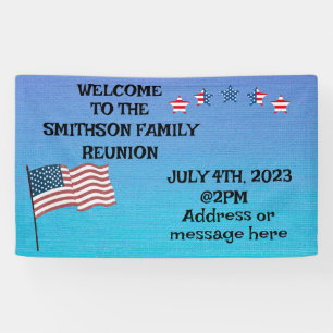 Family Reunion July 4th theme Party Banner