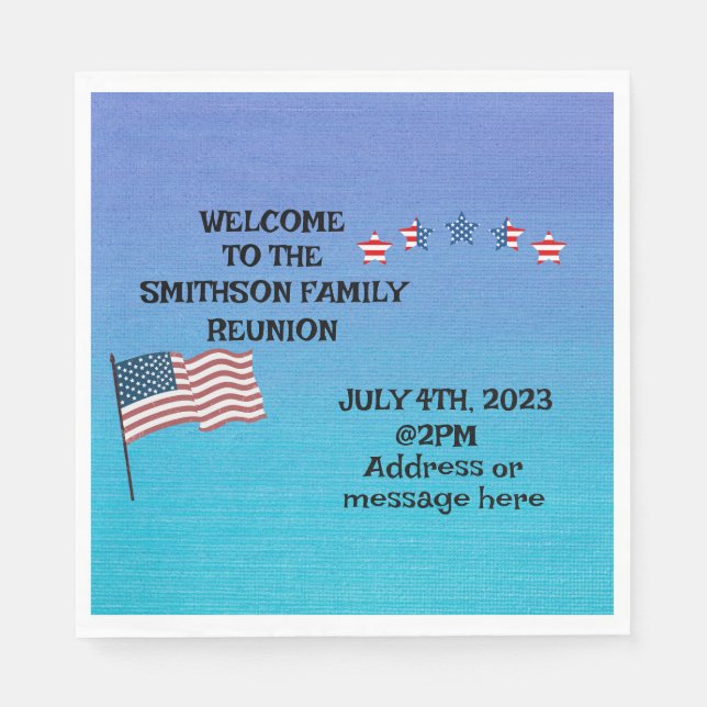 Family Reunion July 4th theme Party Napkins (Front)