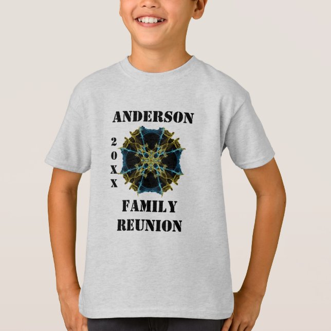 Family Reunion Kaleidoscope Gold Blue Event T-Shirt (Front)