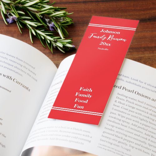 Family Reunion Keepsake Bright Red White Name Year