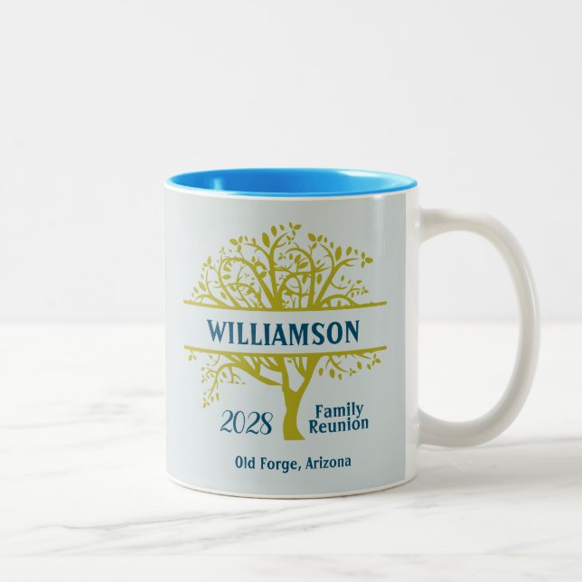 Family Reunion Keepsake Genealogy Tree  Two-Tone Coffee Mug (Right)