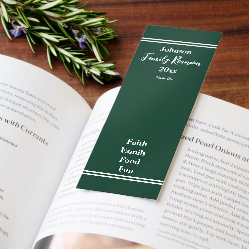 Family Reunion Keepsake Green and White Name Year