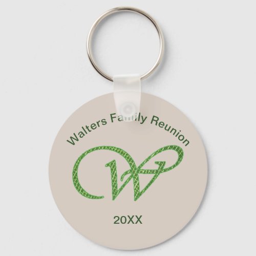 Family Reunion Keepsake Letter W Monogram Initial Keychain