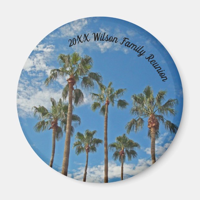 Family Reunion Keepsake Palm Trees and Blue Sky Magnet (Front)