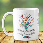 Family Reunion Keepsake Personalized Family Tree Coffee Mug<br><div class="desc">This stylish Family Reunion Coffee Cup is decorated with a colorful mosaic family tree. Easily customizable with your family name and the year of your reunion. Use the Customize Further option to change the text size, style or color if you wish. Because we create our own artwork you won't find...</div>