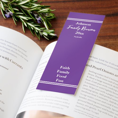 Family Reunion Keepsake Purple and White Name Year