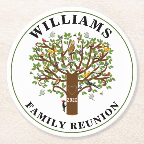 Family Reunion Keepsake Round Paper Coaster