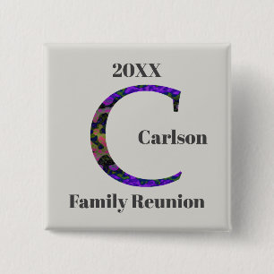 Family Reunion Keepsake Tie-dye Letter C Monogram Button