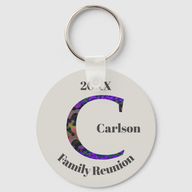 Family Reunion Keepsake Tie-dye Letter C Monogram Keychain (Front)