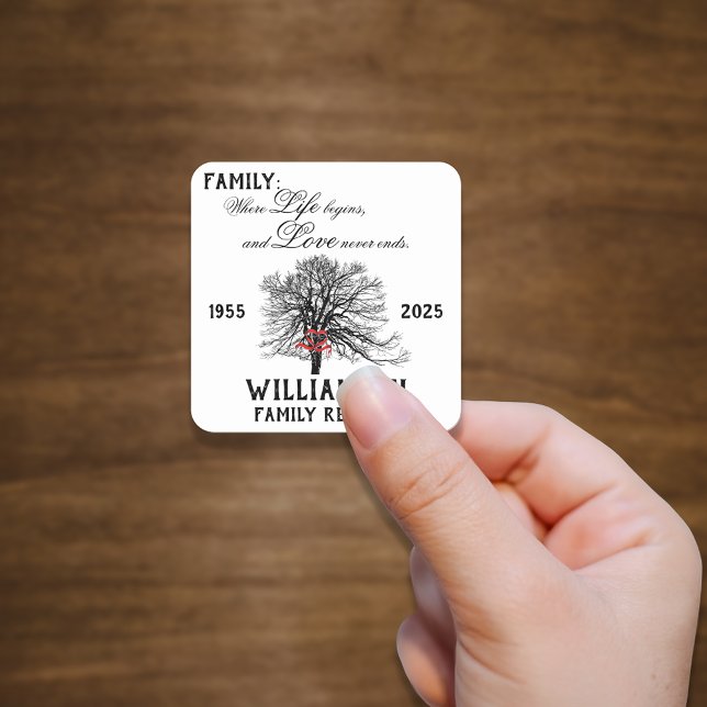 Family Reunion Keepsake Tree Life Quote Square Sticker (Creator Uploaded)