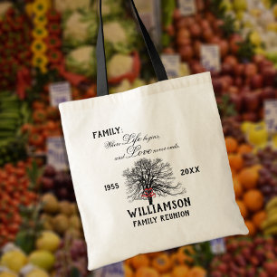 Family Reunion Keepsake Tree Life Quote Tote Bag