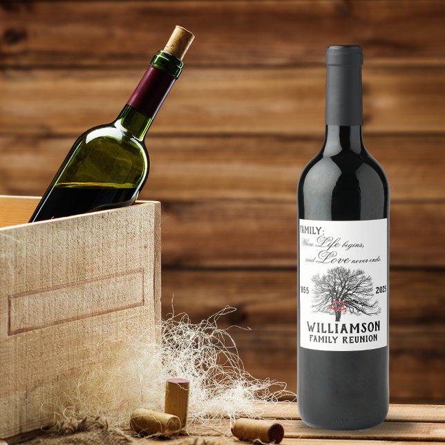 Family Reunion Keepsake Tree Life Quote Wine Label (Creator Uploaded)