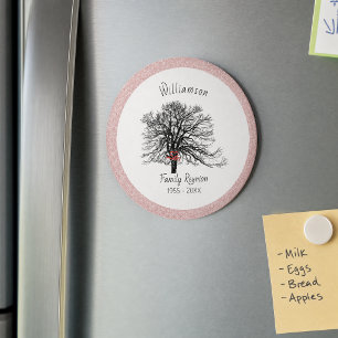 Family Reunion Keepsake Tree   Rose Gold Glitter Magnet