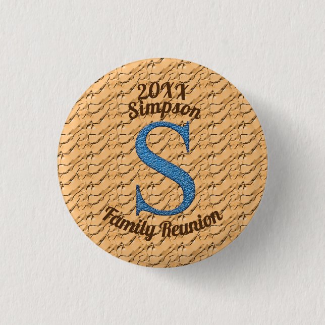 Family Reunion Large Blue Letter S Monogram Button (Front)