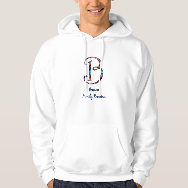 Family Reunion Last Name Letter B Tie-Dye Monogram Hoodie (Front)