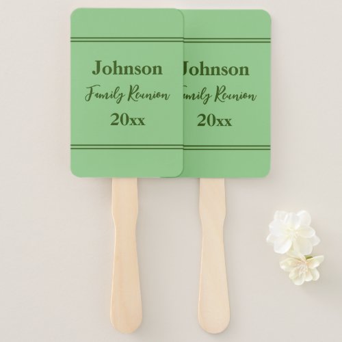 Family Reunion Light Green Name Year Template Hand Fan