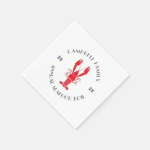 Family Reunion Lobster Boil Summer Custom Paper Napkins