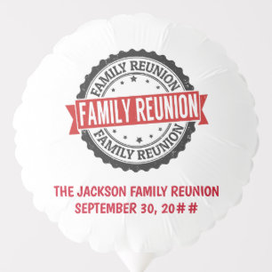Family reunion logo black red balloon