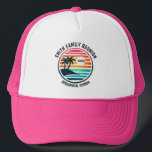 Family Reunion Logo | Trucker Hat<br><div class="desc">Fun custom trucker hat to commemorate your tropical vacation,  family reunion,  bachelor or bachelorette party,  etc. Features vibrant beach scene with palm trees. A perfect way to commemorate that amazing trip or party. Customize trip/event/family name,  location and year.</div>
