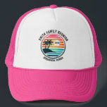 Family Reunion Logo | Trucker Hat<br><div class="desc">Fun custom trucker hat to commemorate your tropical vacation,  family reunion,  bachelor or bachelorette party,  etc. Features vibrant beach scene with palm trees. A perfect way to commemorate that amazing trip or party. Customize trip/event/family name,  location and year.</div>