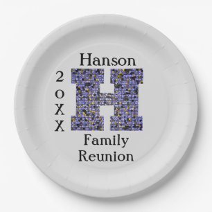 Family Reunion Meal Picnic Mosaic Letter H Initial Paper Plates