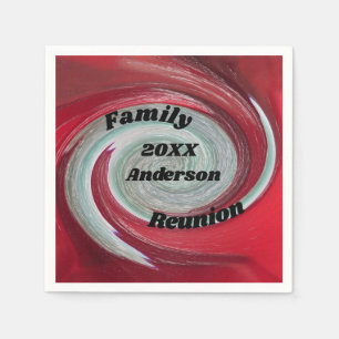 Family Reunion Meal Red White Swirled Artistic Napkins