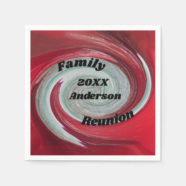 Family Reunion Meal Red White Swirled Artistic Napkins (Front)
