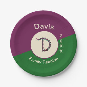 Family Reunion Meal Sparkling Letter D Monogram Paper Plates