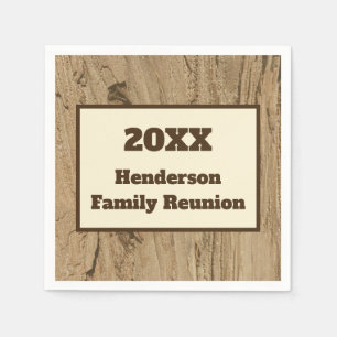 Family Reunion Meal Woodgrain Rustic Picnic Napkins