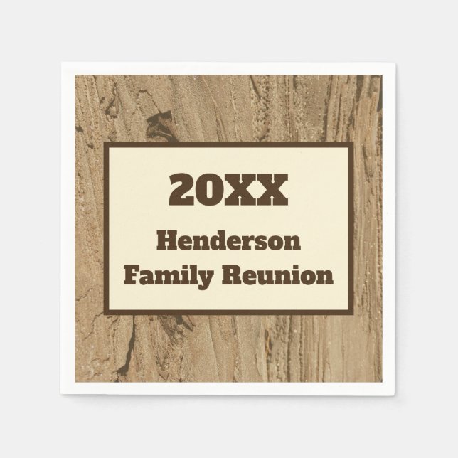 Family Reunion Meal Woodgrain Rustic Picnic Napkins (Front)