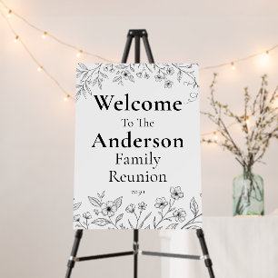 Family Reunion Minimal Floral Welcome Board